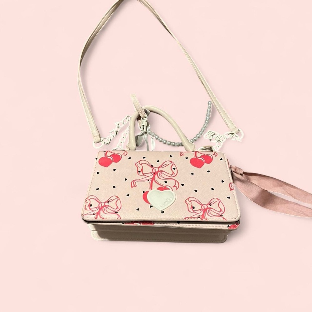 Betsey Johnson Pink and Cream Crossbody Bag